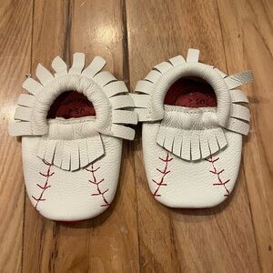 Stylish Kids White and Red Moccasins